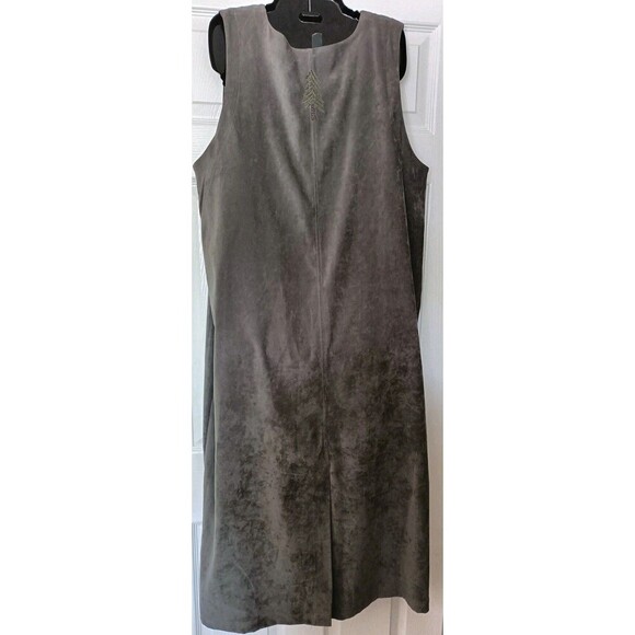 Vintage Christopher & Banks Jumper Dress Size XL Olive Green Stretch Trees 80s - Picture 2 of 8